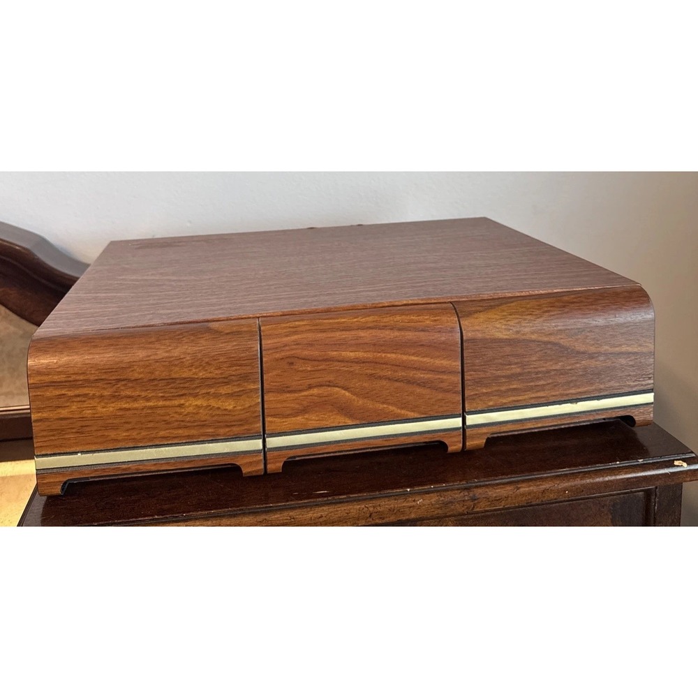 Vintage 42 Slot CASSETTE TAPE Storage Holder Case Box, 3 Drawers Wood Brown